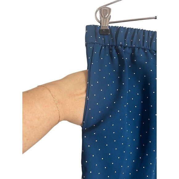 J Jill Pant Women XL Blue Polka Dot Wide Leg Retro Boho Resort Preppy Classic - Picture 7 of 12
